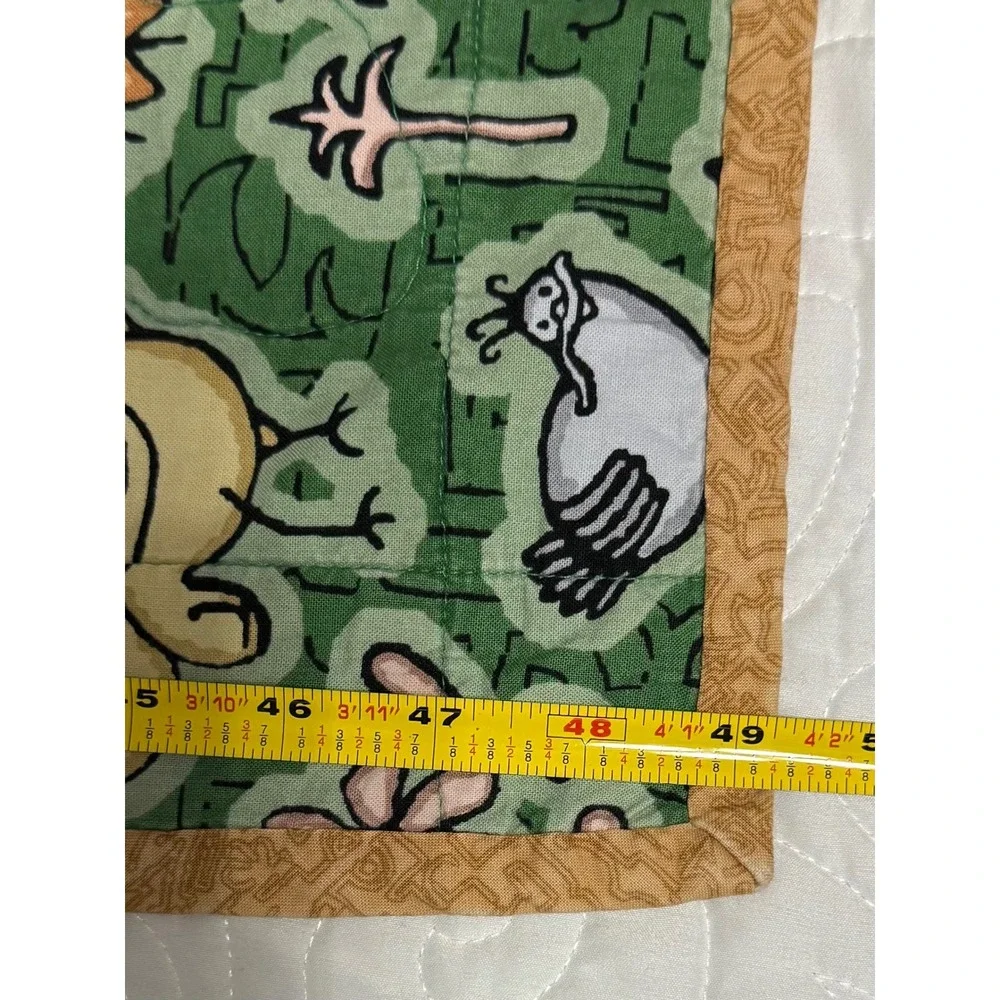 Handmade Turtle Patchwork Baby Quilt Unisex 37x48 Green Orange Excellent Safari